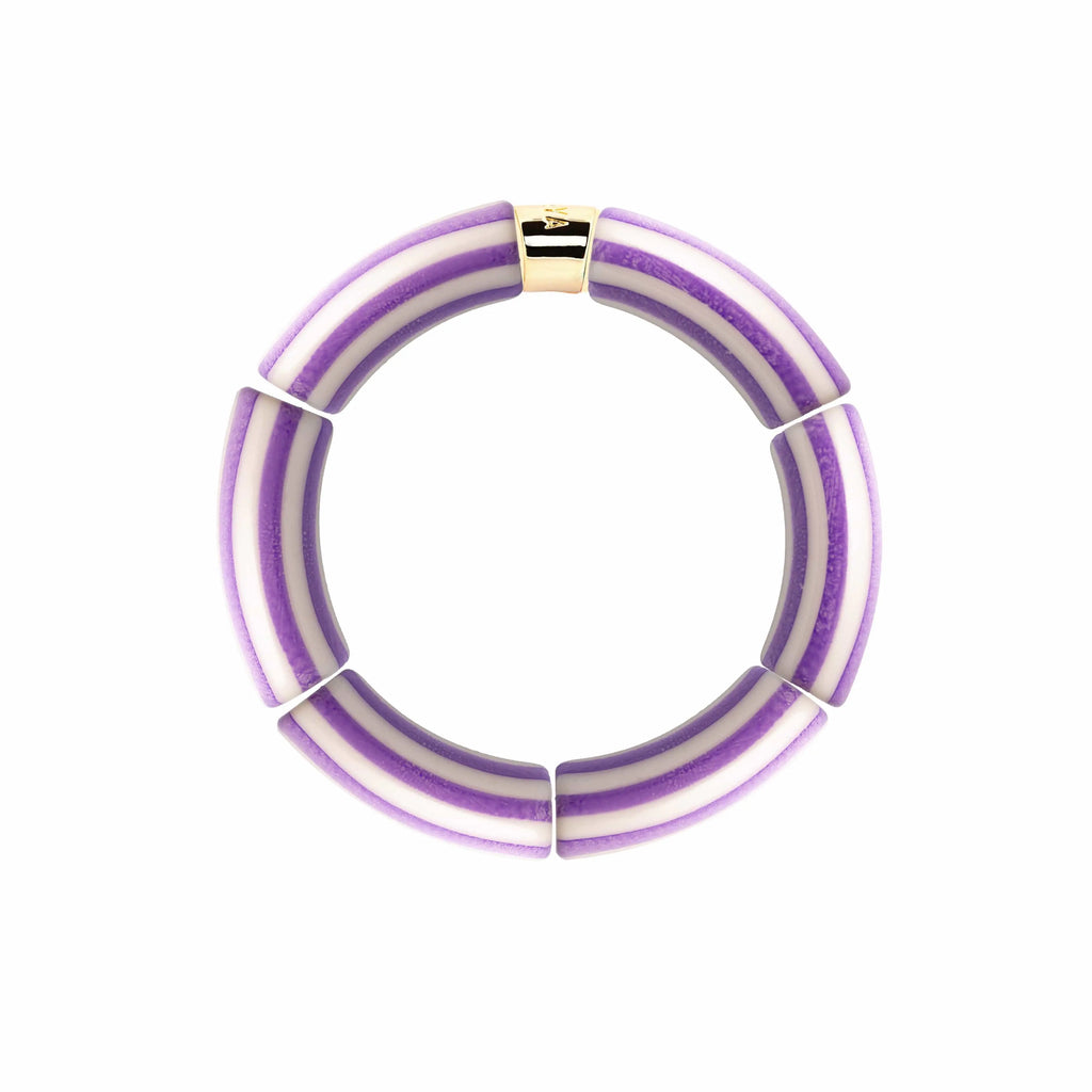 Bracelet perles rayées lila – Collection Brasil Riviera