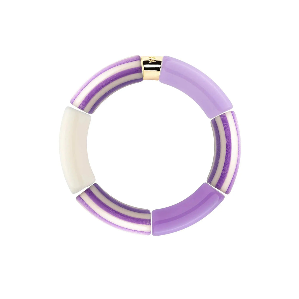 Bracelet perles rayées lila – Collection Brasil Riviera