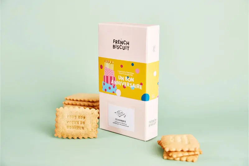 Biscuits message anniversaire – Boîte de 12 biscuits gourmands French biscuits