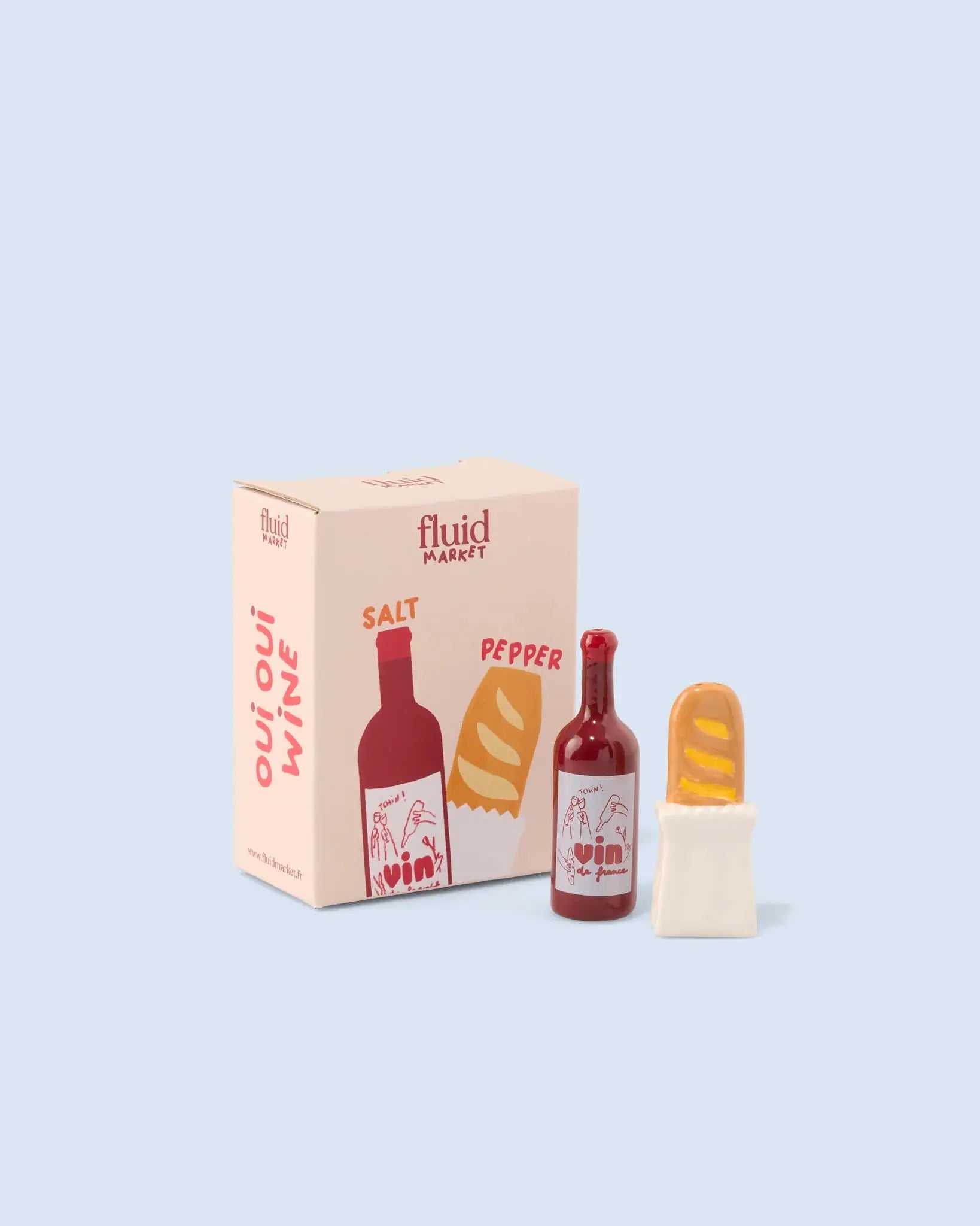 Salière poivrière baguette et vin en céramique Fluid Market