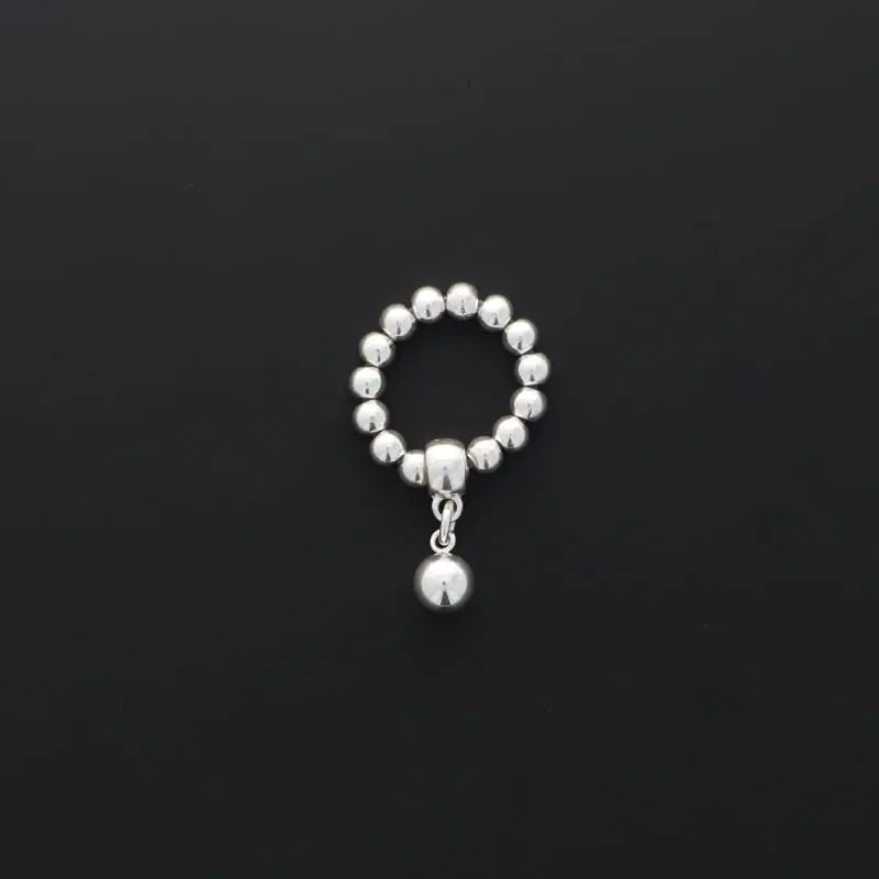 Bague en perles en plaqués argent Secret de cuir Secret de cuir