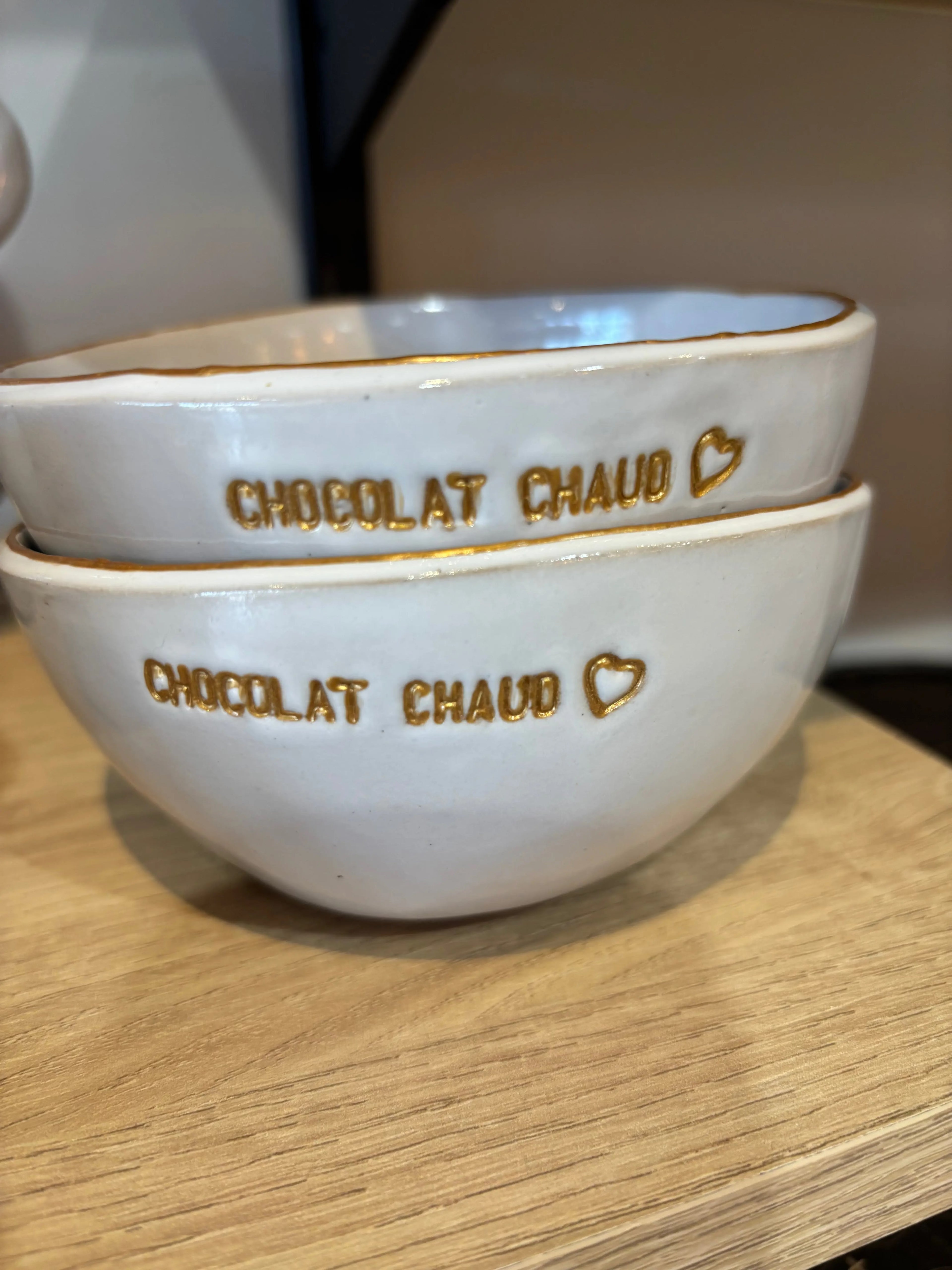 Bols en grès, personnalisation en or, La Dînette d'Alberte La Dînette d'Alberte