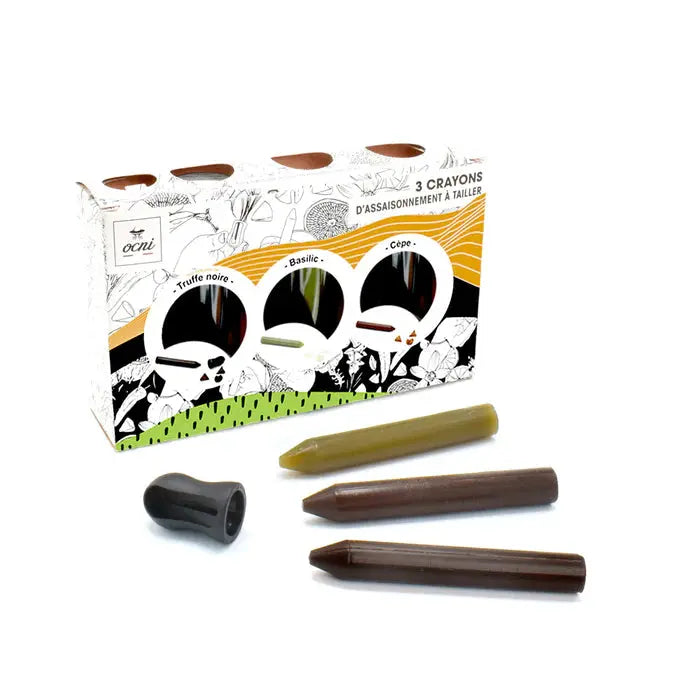 Coffret 3 crayons festin festif truffe noire/basilic/cèpe - Ocni ocni