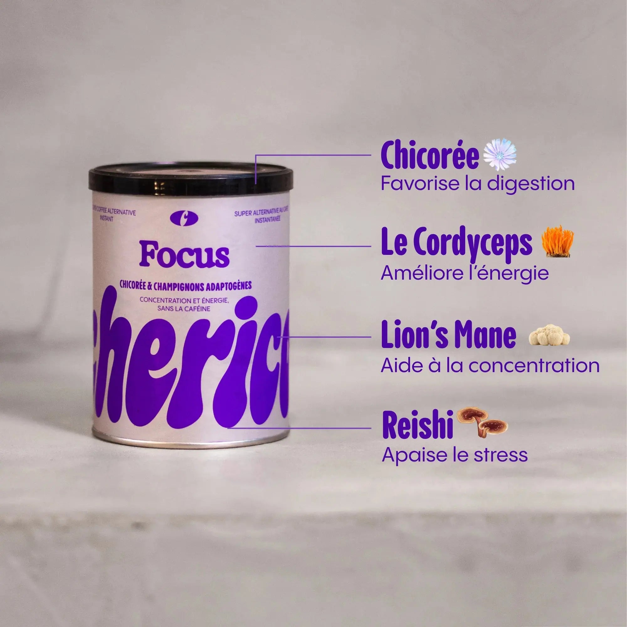 Boisson focus sans caféine aux champignons adaptogènes - Les curieuses