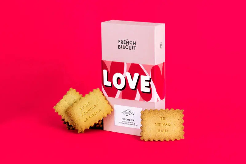 Biscuits messages amour – Boîte de 12 biscuits gourmands French biscuits