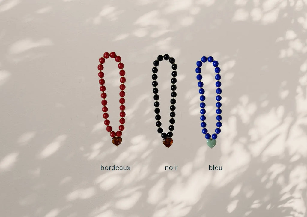 Collier perles acrylique cœur ALMA