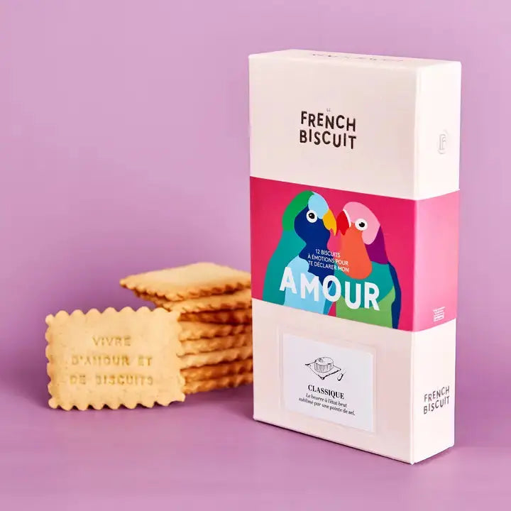 Biscuits message amour – Boîte de 12 biscuits amoureux French biscuits