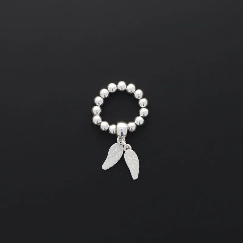 Bague en perles en plaqués argent Secret de cuir Secret de cuir