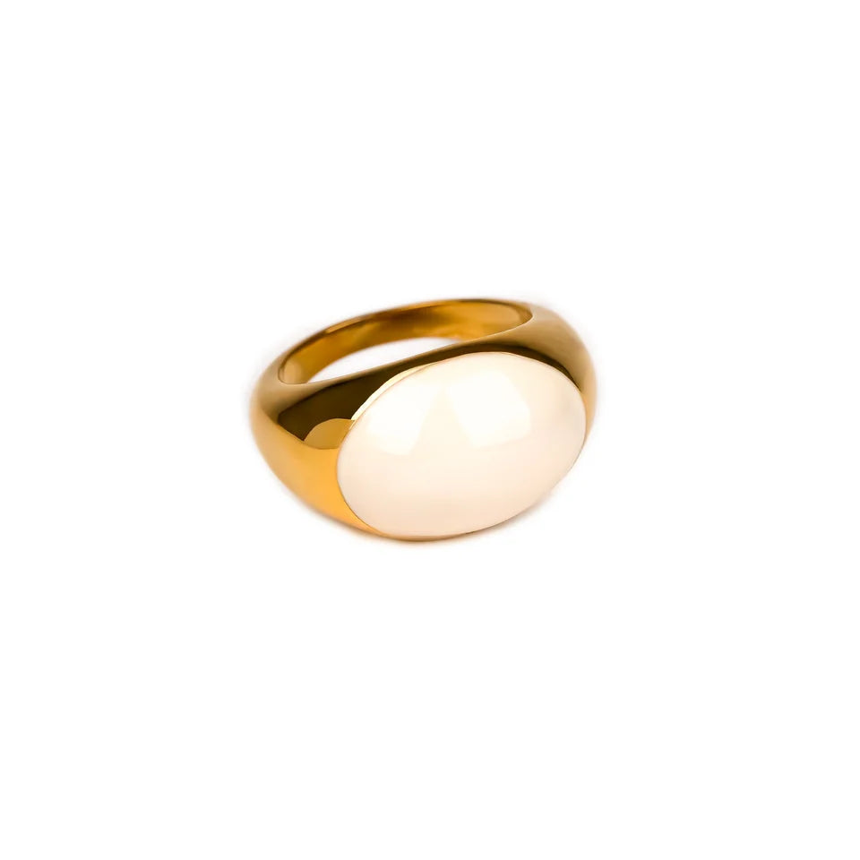 Bague Mon Trésor Beige – bijou doré en acier inoxydable Simone à Bordeaux simone à bordeaux