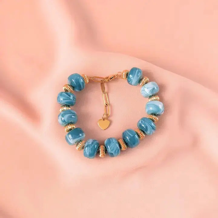 Bracelet perles marbrées GIGI – Bijou coloré fabriqué en France