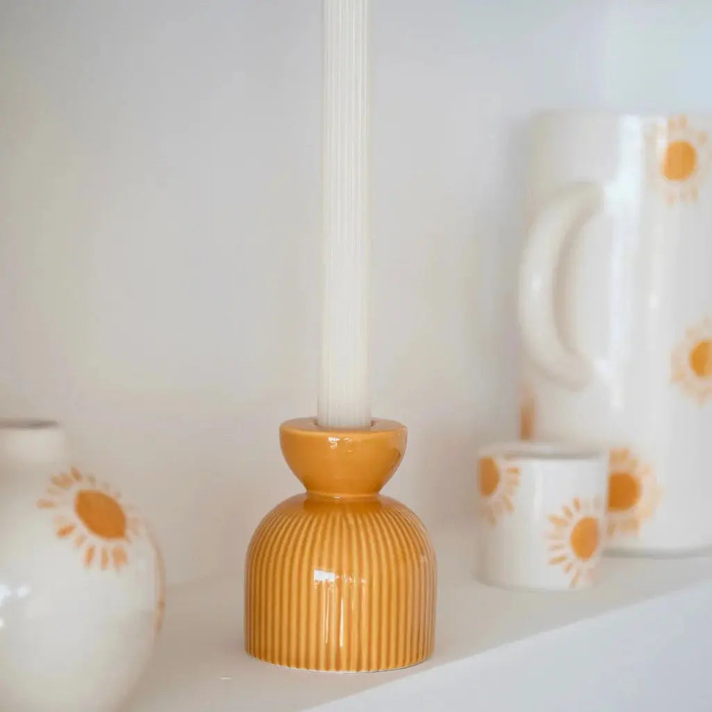 oustao Bougeoir en céramique Lus - Jaune oustao