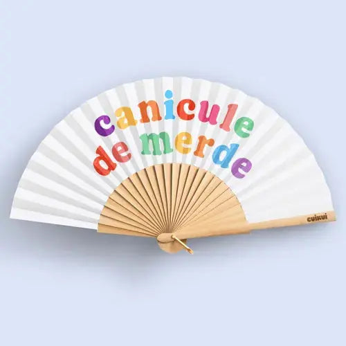 Éventail Cuikui en bois et toile imprimée