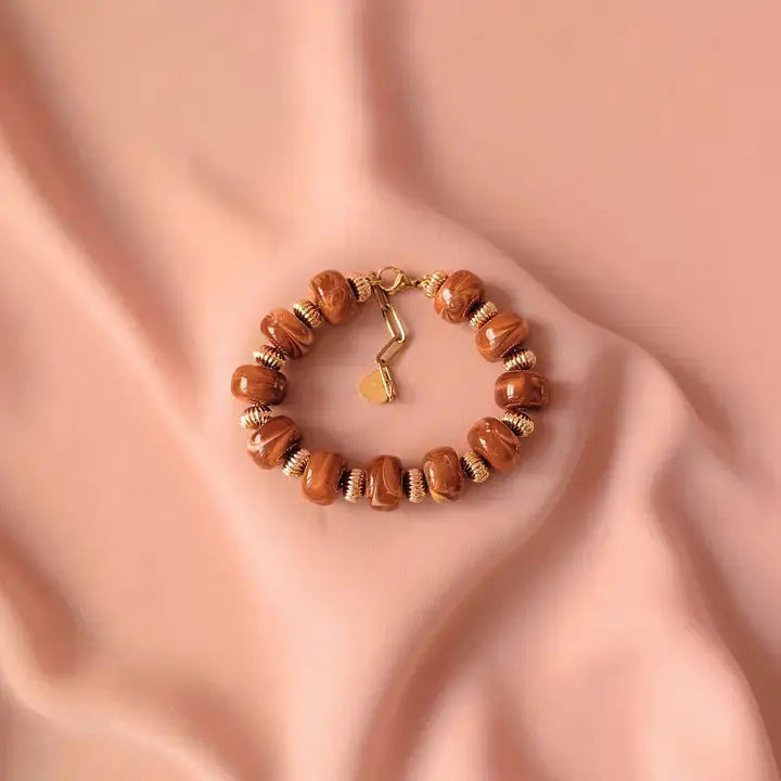 Bracelet perles marbrées GIGI – Bijou coloré fabriqué en France