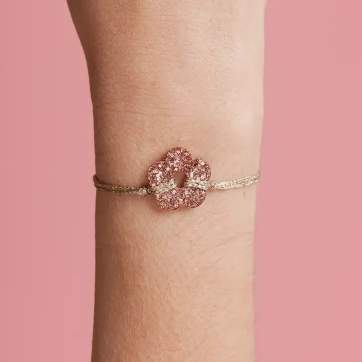 Bracelet fleur résine ajustable coloré fait main