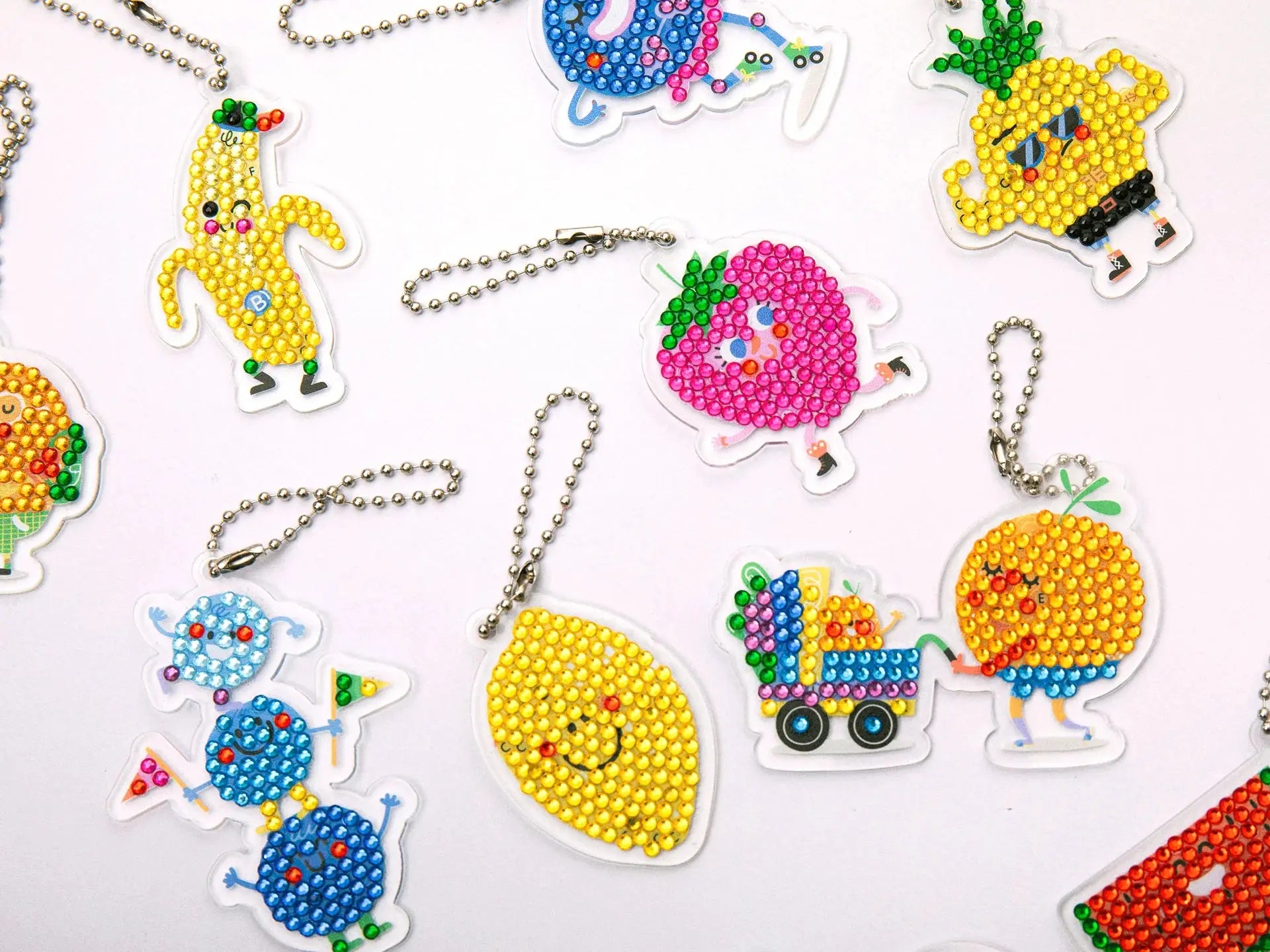Kit diamond painting enfant – Porte-clés fruits à décorer La petite épicerie