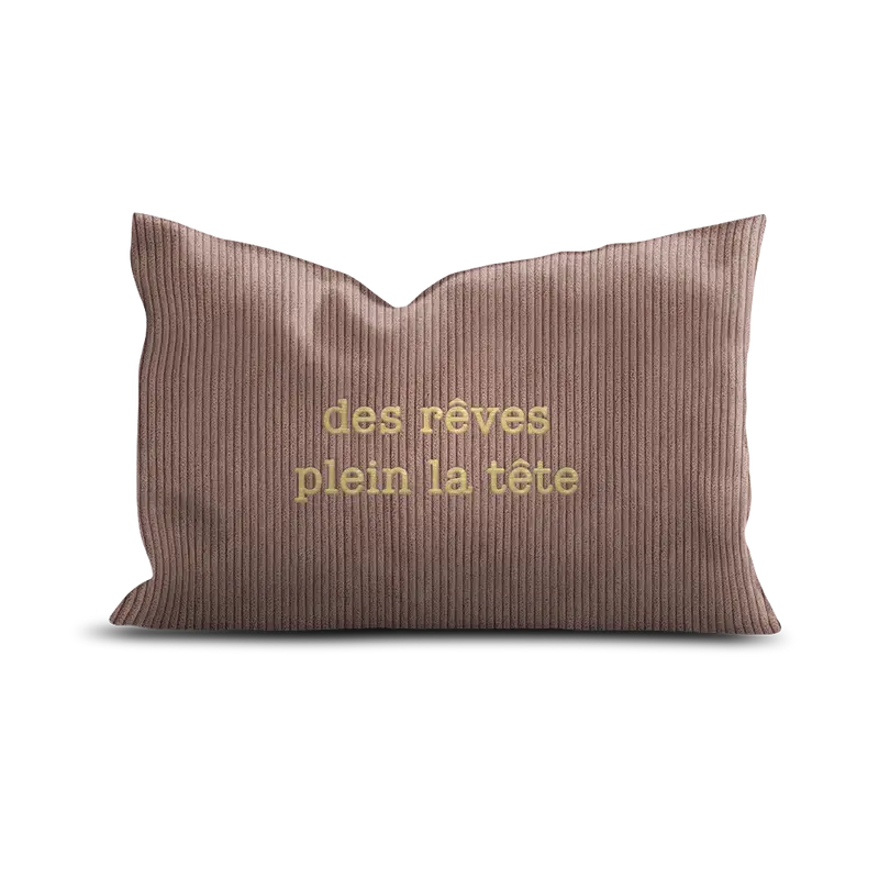 podevache coussin velours reves plein la tete rose podevache