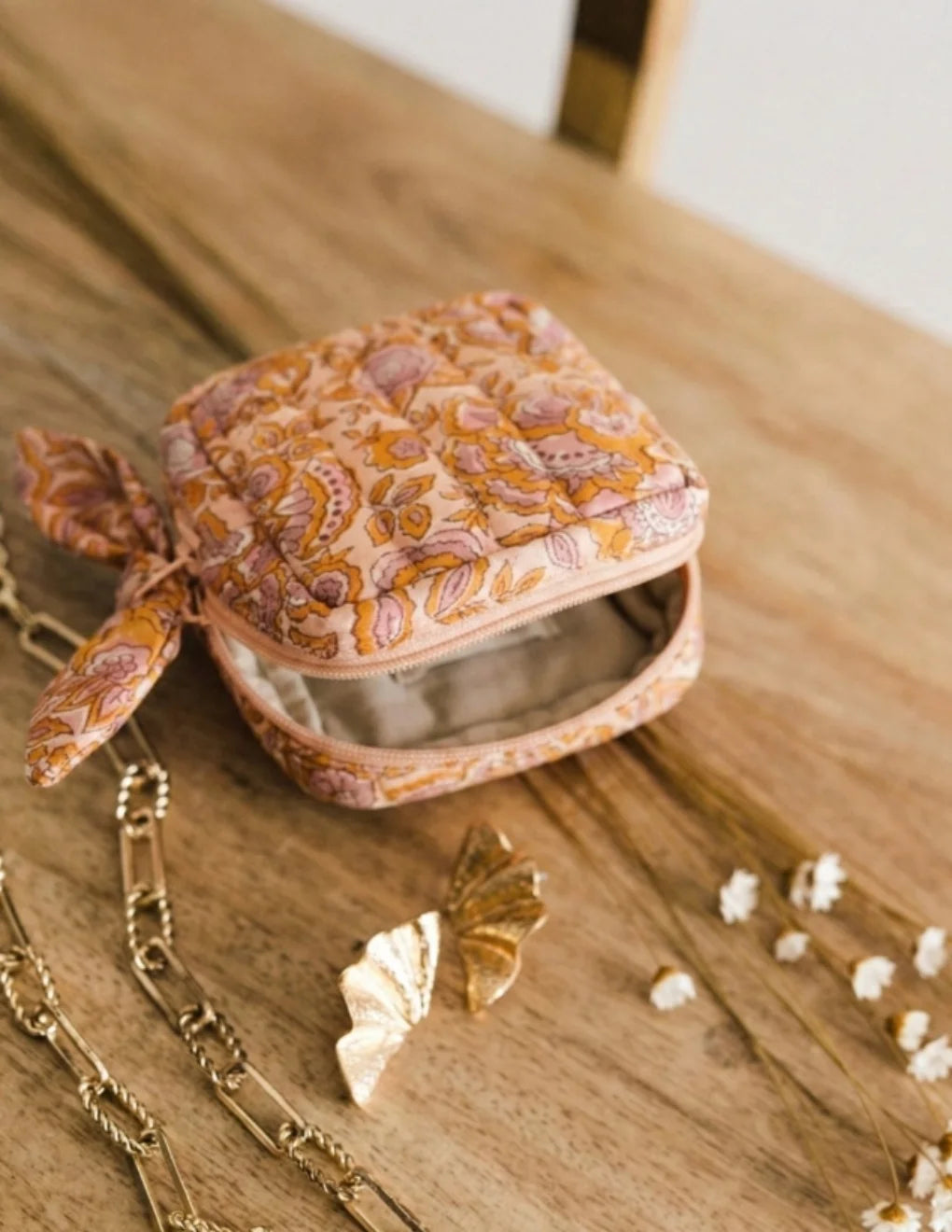 Étui à bijoux femme / porte monnaie Bindi Atelier – Coton matelassé imprimé Bindi atelier