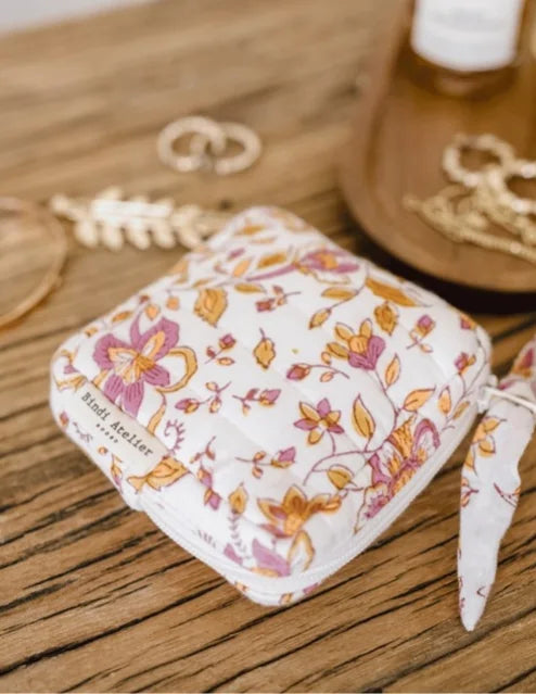 Étui à bijoux femme / porte monnaie Bindi Atelier – Coton matelassé imprimé Bindi atelier