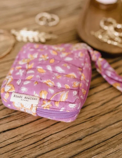 Étui à bijoux femme / porte monnaie Bindi Atelier – Coton matelassé imprimé Bindi atelier