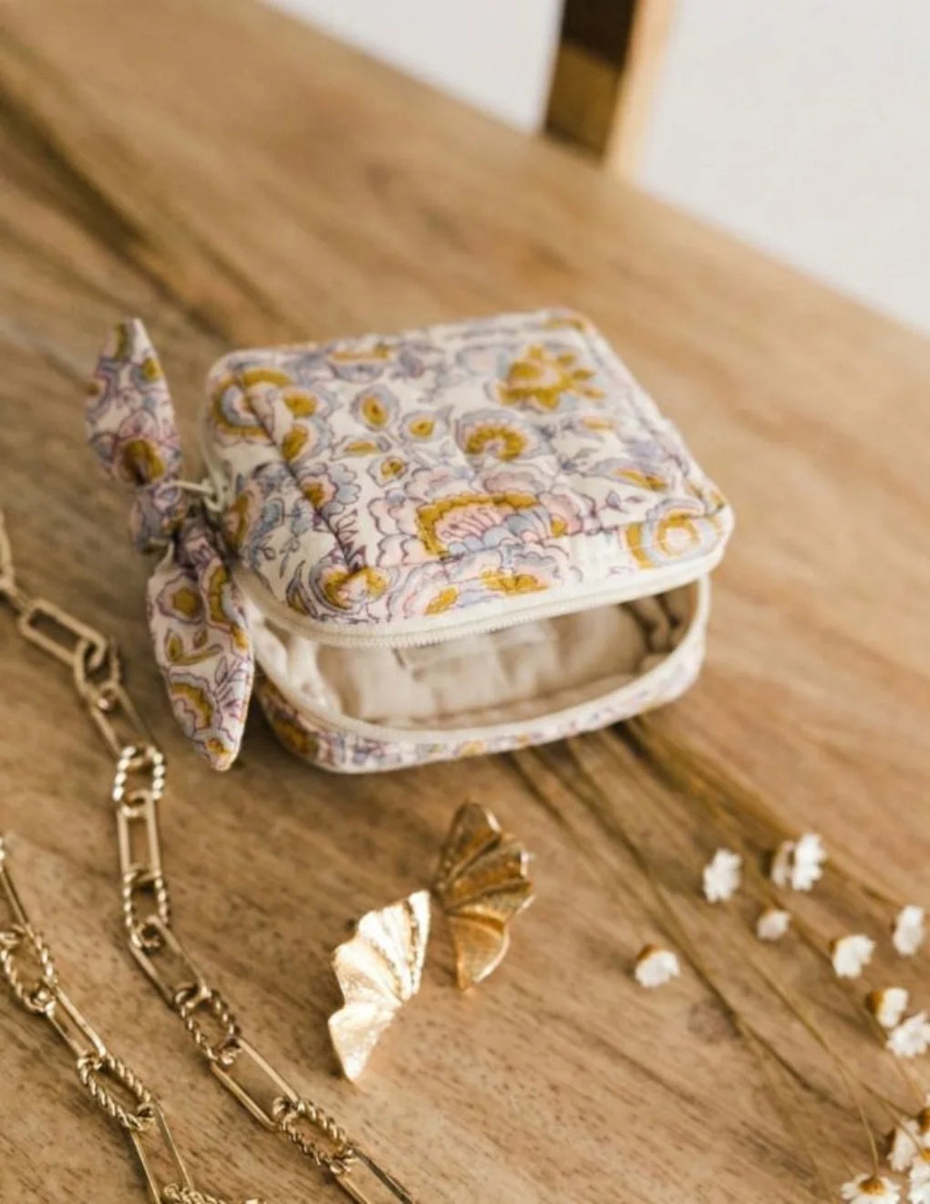Étui à bijoux femme / porte monnaie Bindi Atelier – Coton matelassé imprimé Bindi atelier
