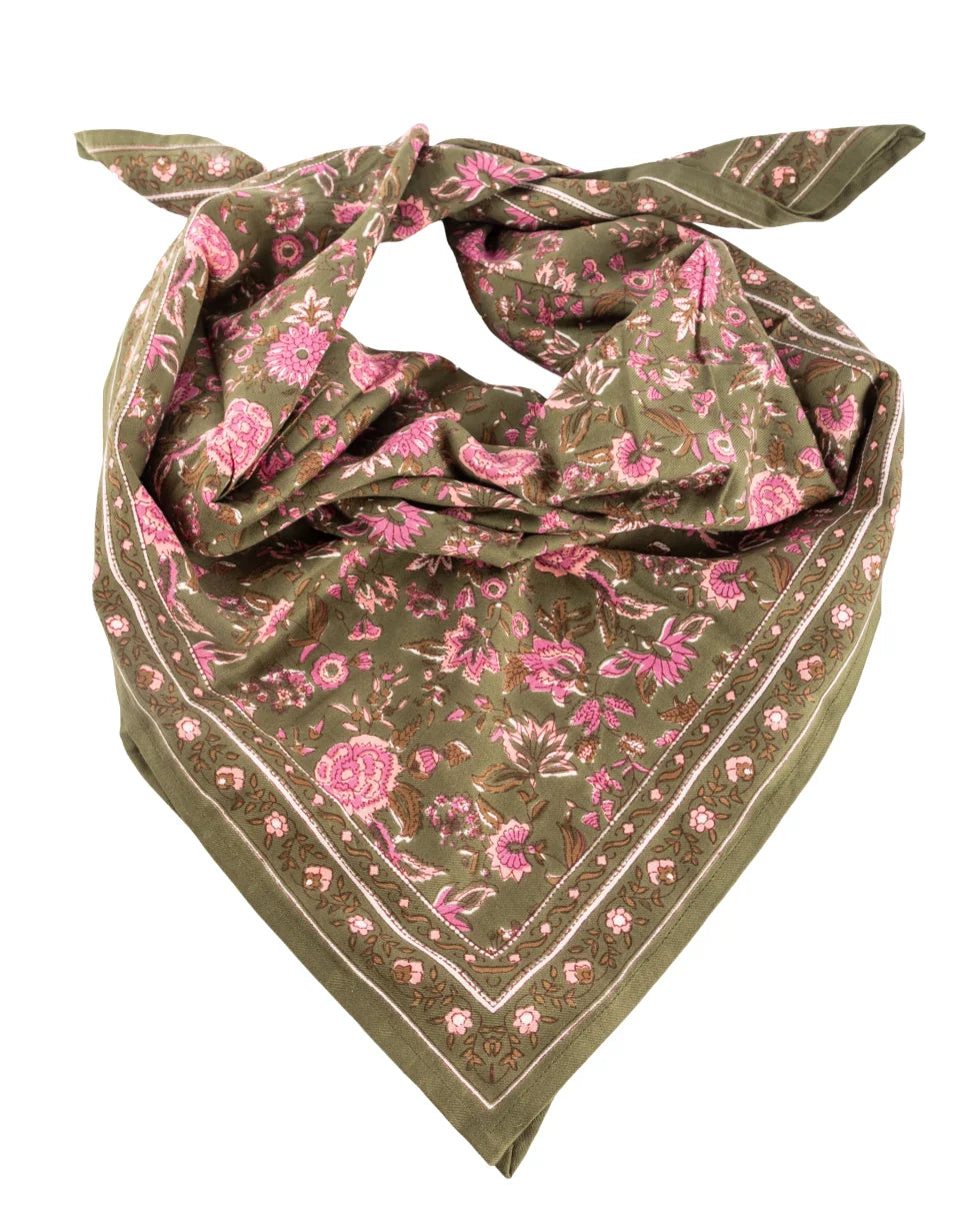 Bindi atelier Foulard coton femme Folk Story Crème – Imprimé bohème Bindi atelier