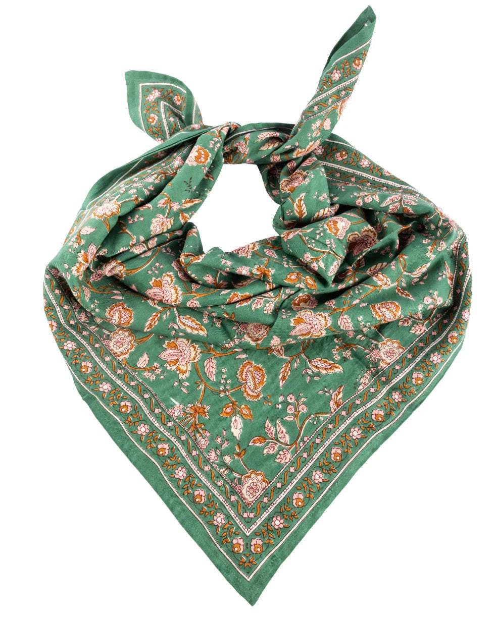 Bindi atelier Foulard coton femme Folk Story Crème – Imprimé bohème Bindi atelier