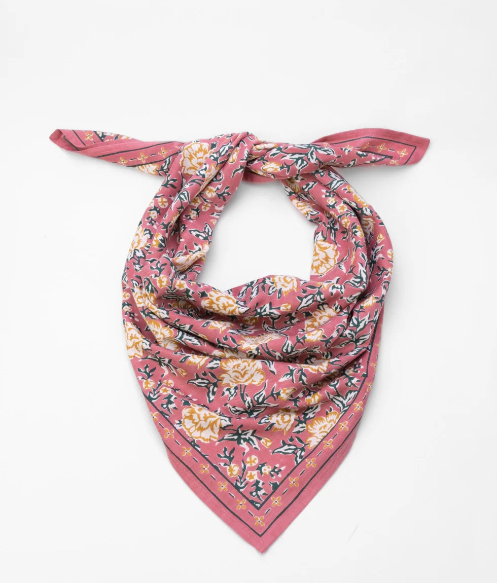 Bindi atelier Foulard coton femme Folk Story Crème – Imprimé bohème Bindi atelier