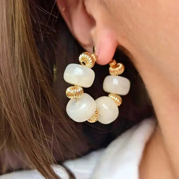 Créoles perles marbrées GIGI – Boucles d’oreilles colorées