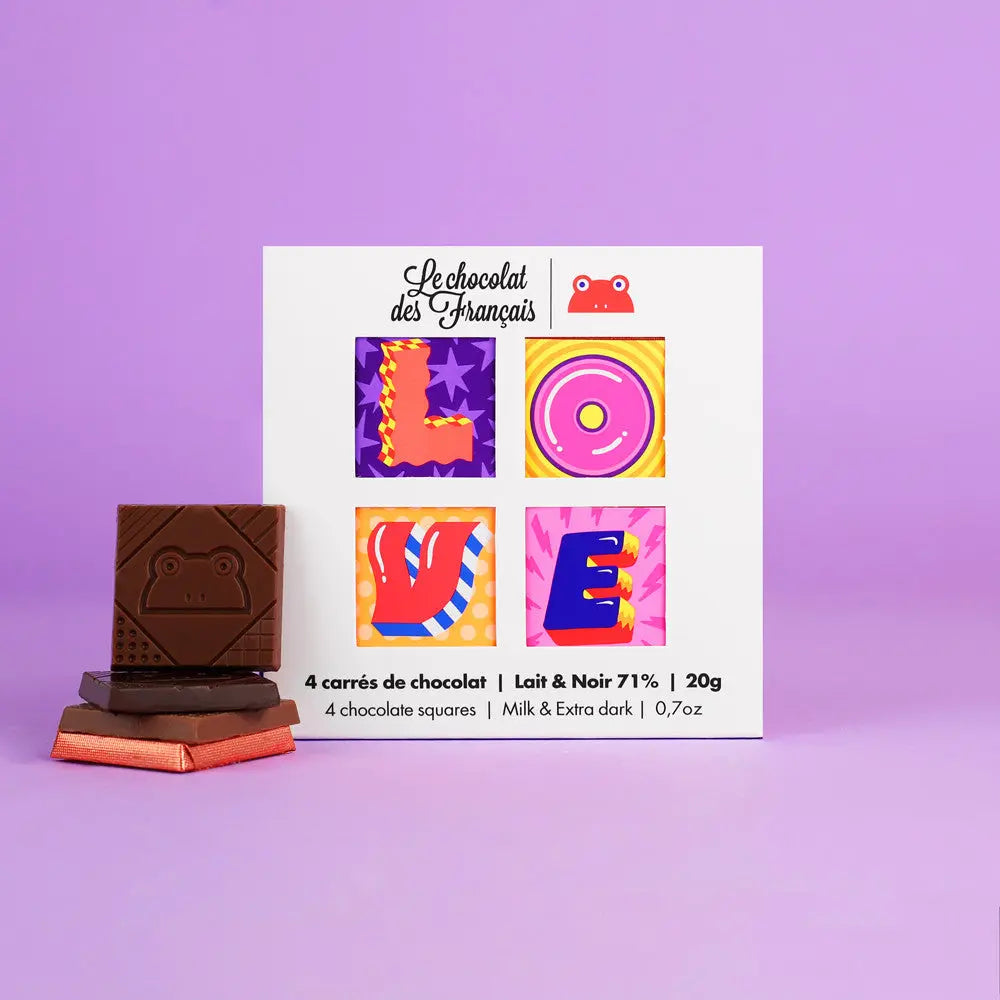 Coffret chocolats bio LOVE – 4 mini chocolats artisanaux Le chocolat des français