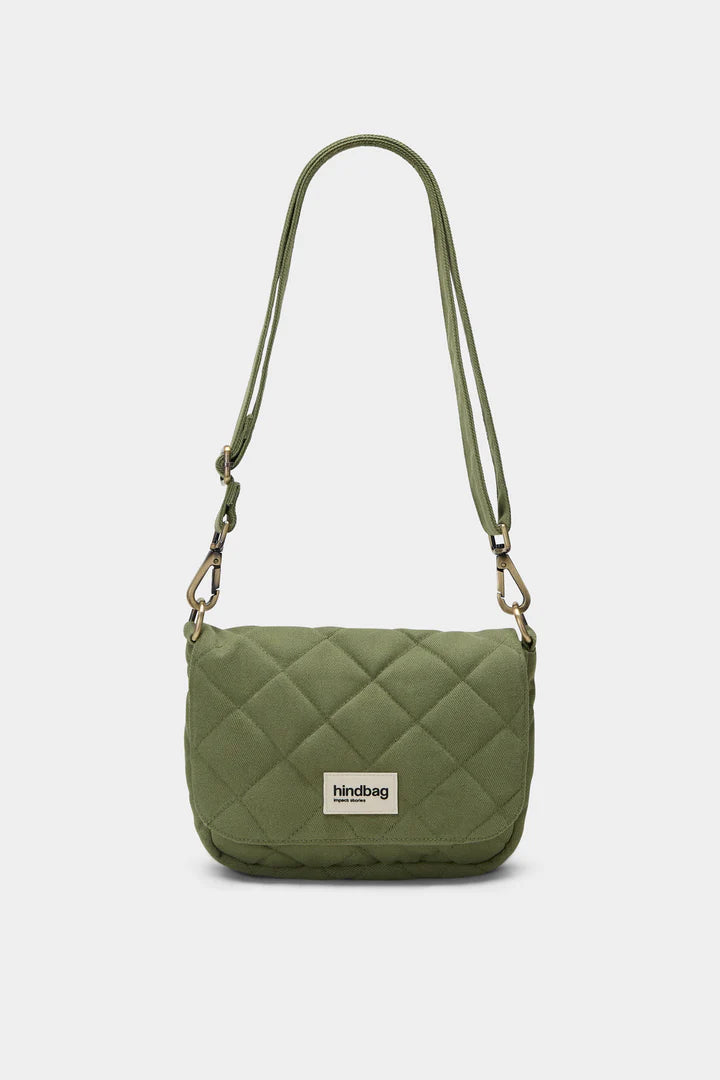 Sac bandoulière matelassé sauge Margault en coton bio Hindbag Hindbag