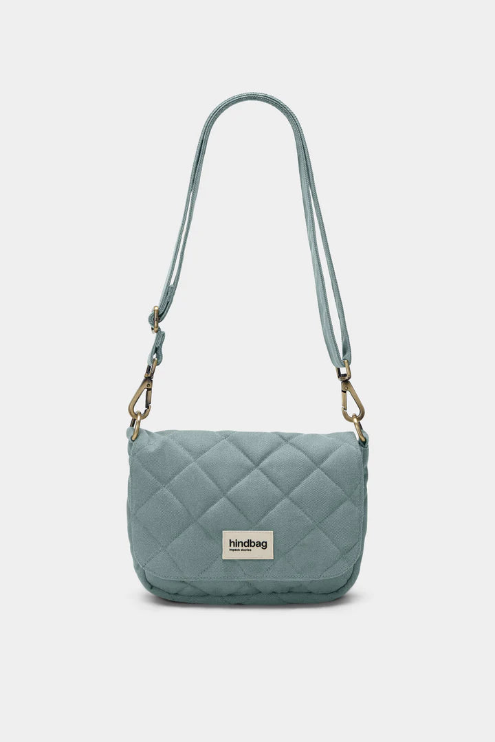 Sac bandoulière matelassé sauge Margault en coton bio Hindbag Hindbag