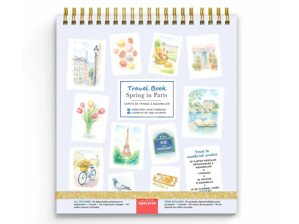 Carnet aquarelle Paris – 20 cartes postales à peindre La petite épicerie