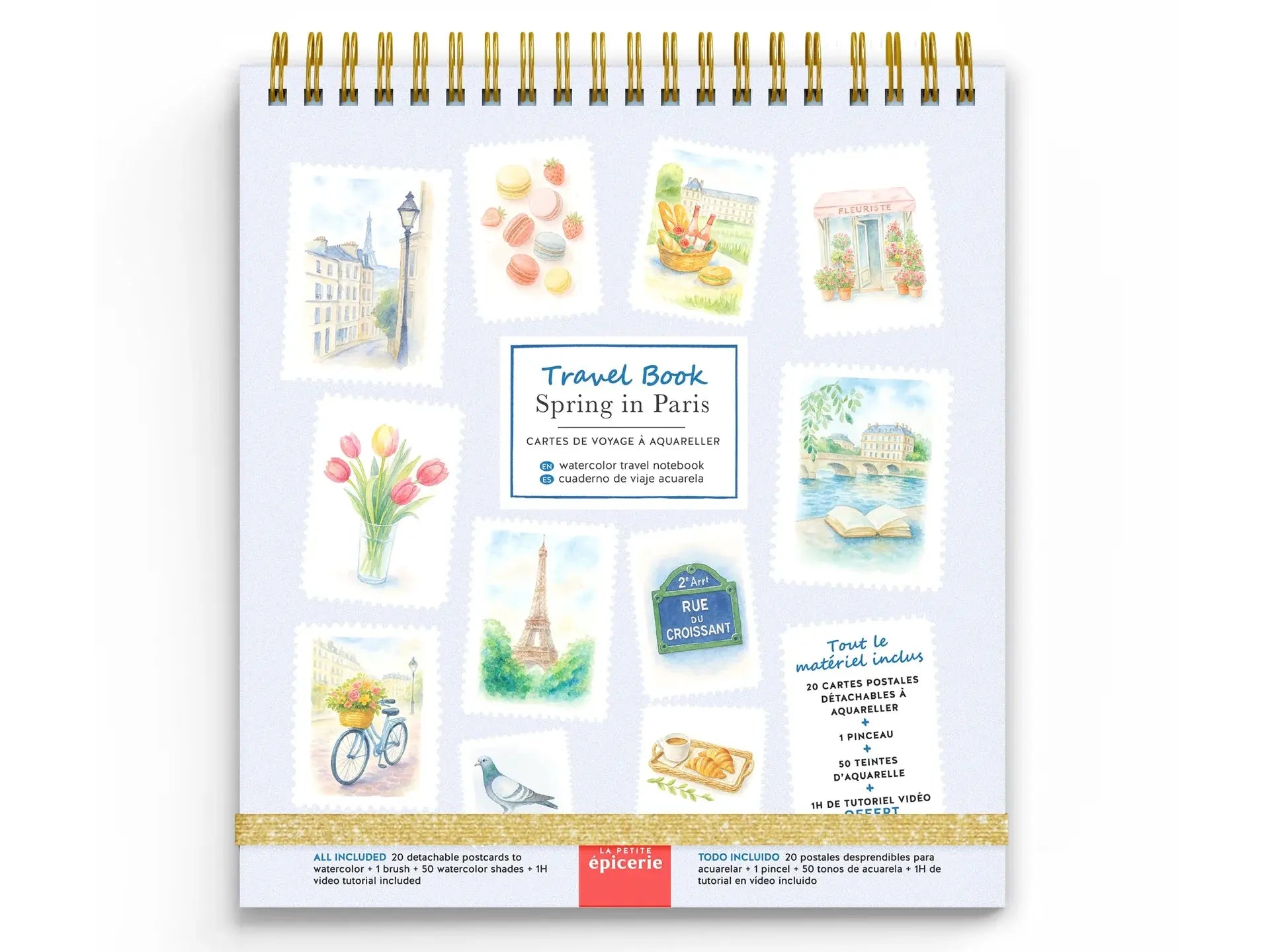 Carnet aquarelle Paris – 20 cartes postales à peindre La petite épicerie