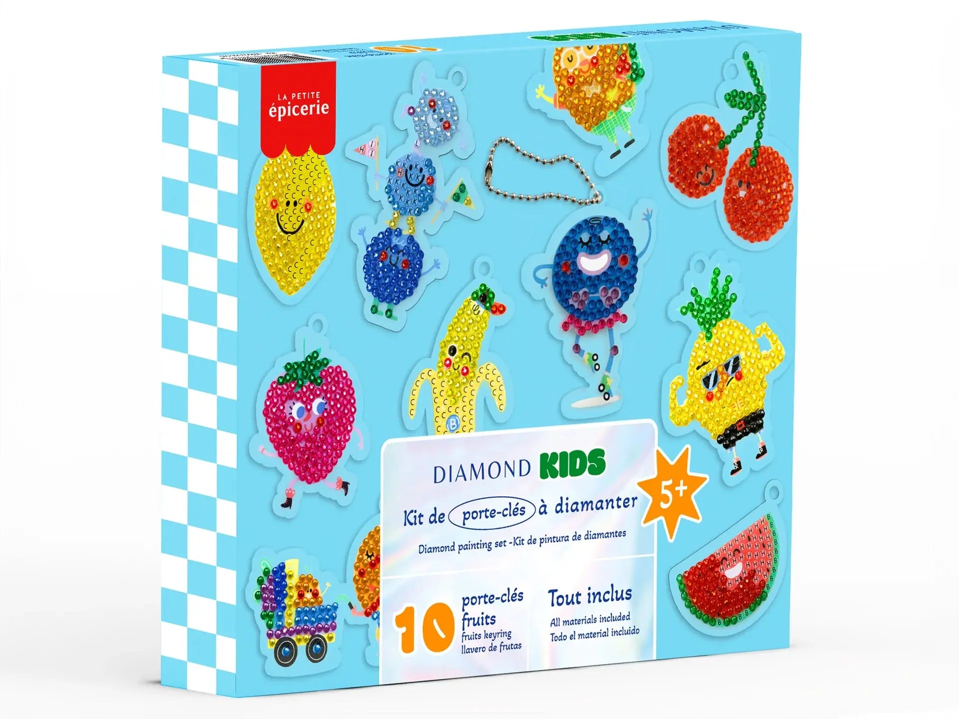 Kit diamond painting enfant – Porte-clés fruits à décorer La petite épicerie