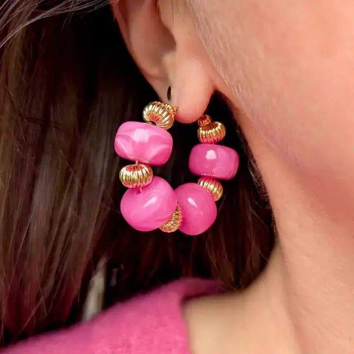 Créoles perles marbrées GIGI – Boucles d’oreilles colorées