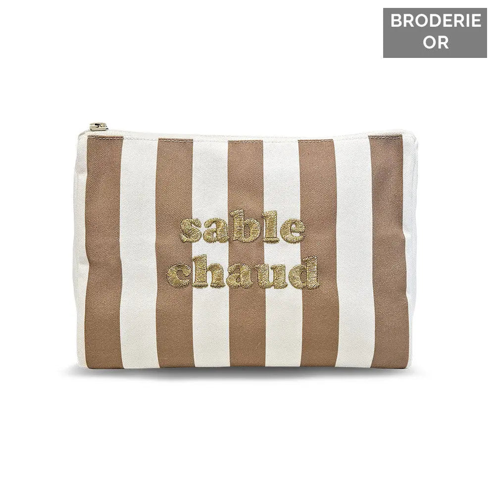 Pochette trapèze brodée outdoor élégante