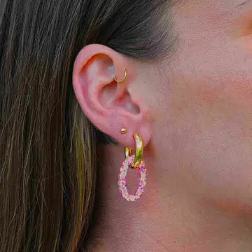 Créoles ovales en résine époxy et acier inoxydable doré ou argenté Les Nicolettes