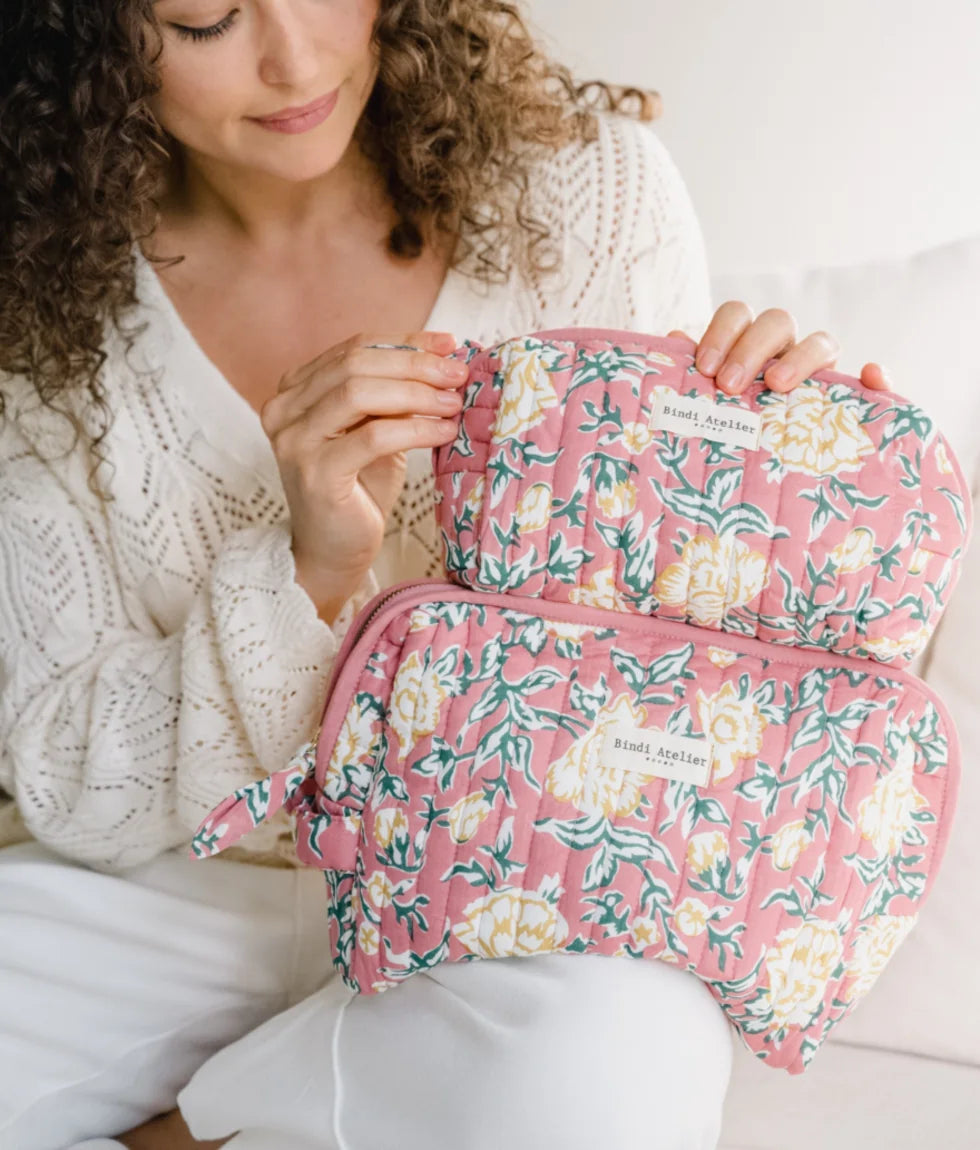 Trousse beauté Bindi Atelier femme Bouquet du Matin Dahlia – Coton matelassé Bindi atelier