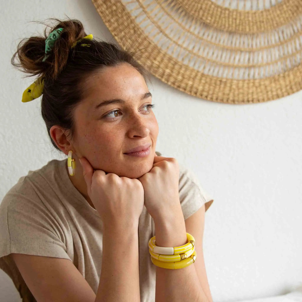 Bracelet Pipoca Brasil Riviera Amarelo jaune lumineux