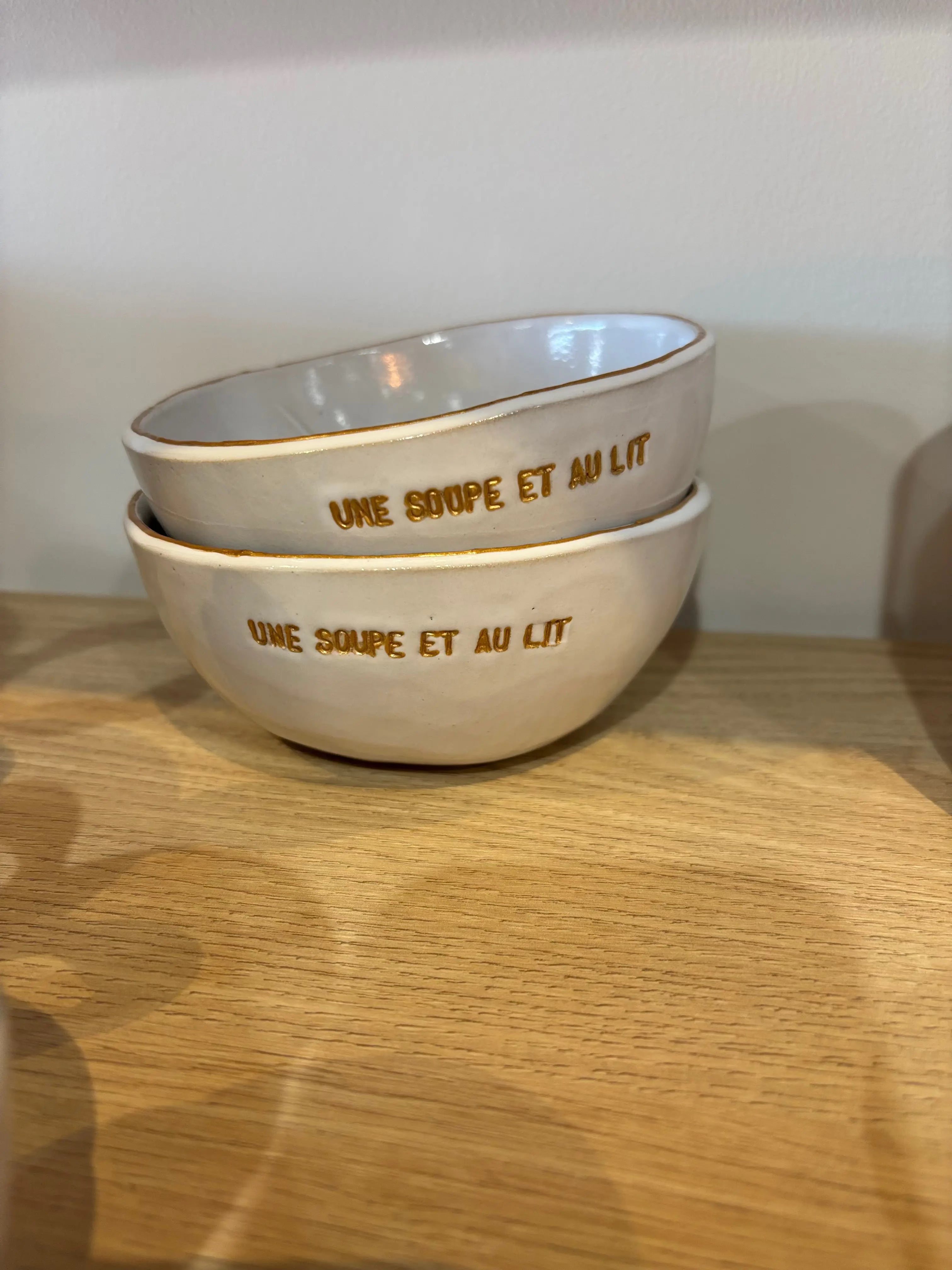 Bols en grès, personnalisation en or, La Dînette d'Alberte La Dînette d'Alberte