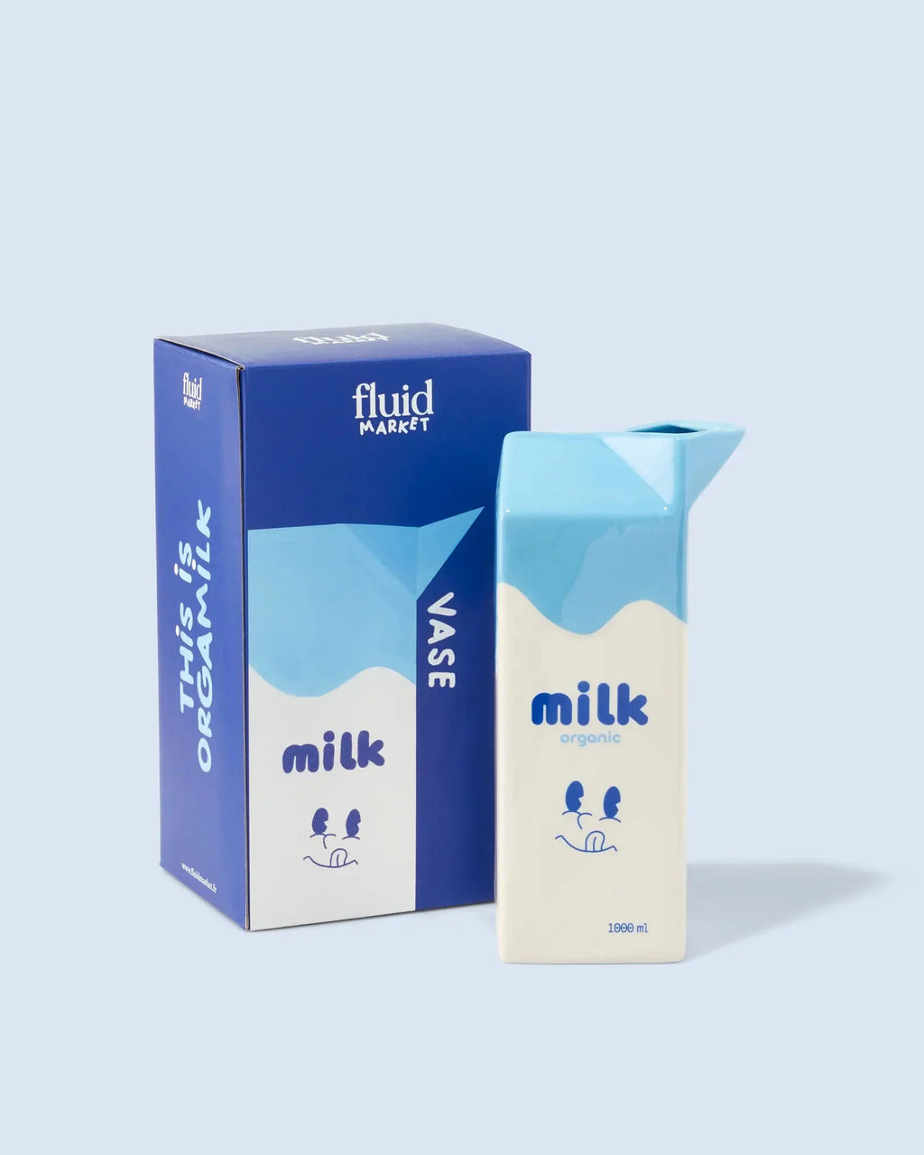 Vase bouteille de lait en céramique Fluid Market