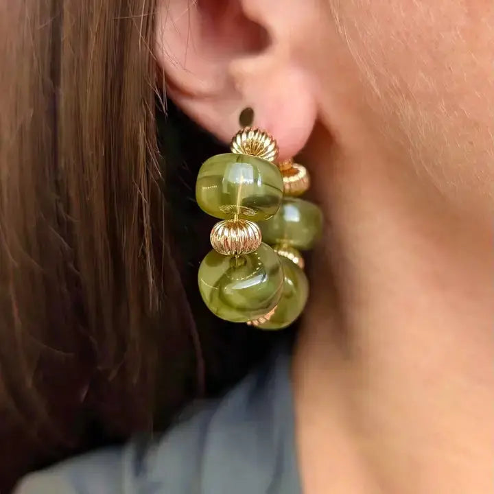 Créoles perles marbrées GIGI – Boucles d’oreilles colorées