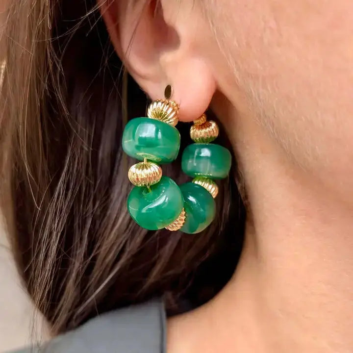 Créoles perles marbrées GIGI – Boucles d’oreilles colorées